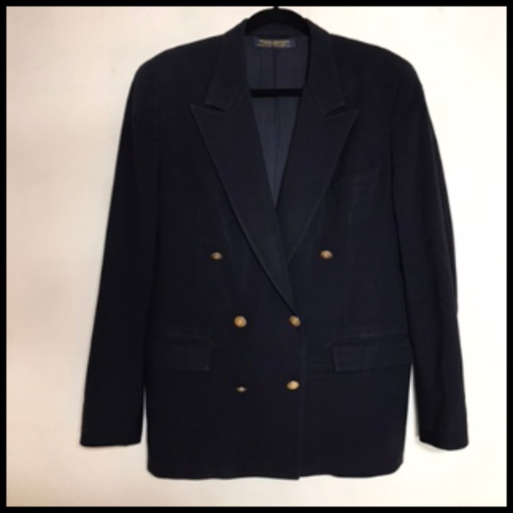 Brooks Brothers Vintage Double Breasted Blazer Nautical Brass Buttons Size 12